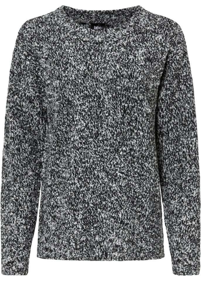 Strick-Pullover mit Rundhalsausschnitt in schwarz von vorne - bpc bonprix collection