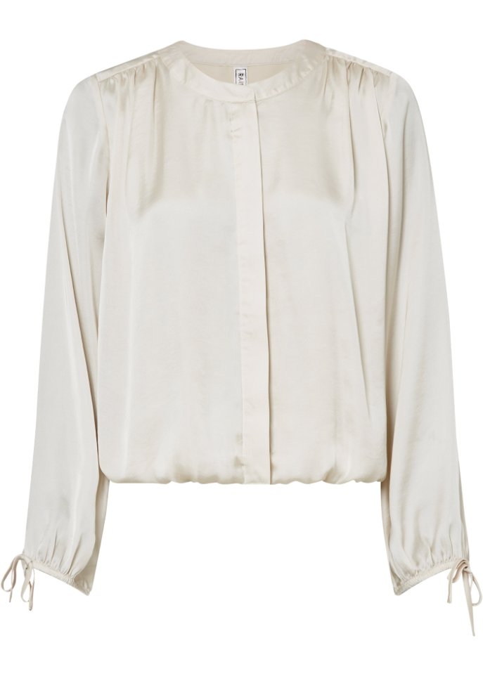 Verkürzte Satin-Bluse in weiß von vorne - RAINBOW