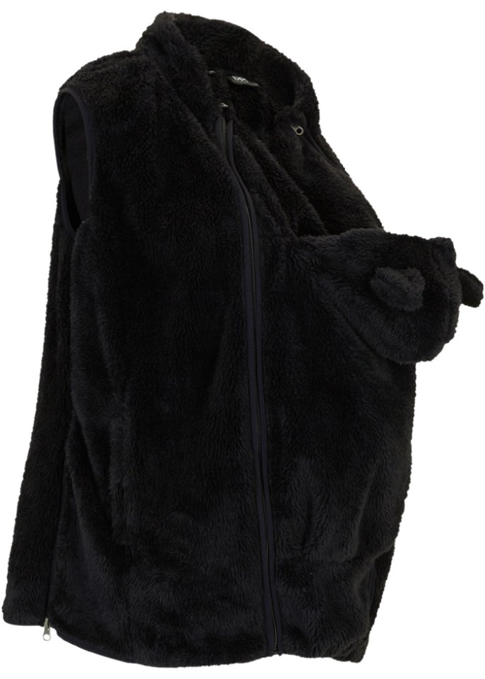Fleece Umstands / Trageweste in schwarz von vorne - bpc bonprix collection