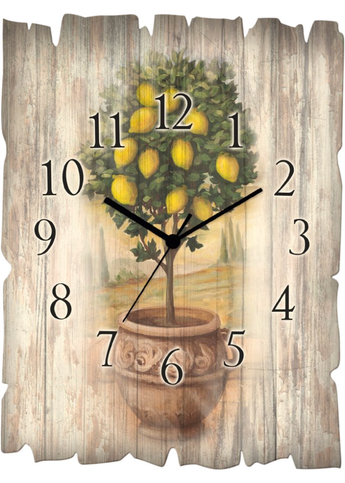 Holzwanduhr mit Zitronenbaum-Motiv in beige - bpc living bonprix collection