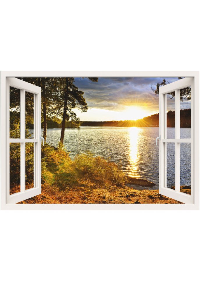 Alubild mit Fenster und Sonnenuntergang in bunt - bpc living bonprix collection