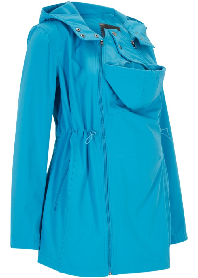 Softshell-Tragejacke / Umstandsjacke, weitenregulierbar in blau von vorne - bpc bonprix collection