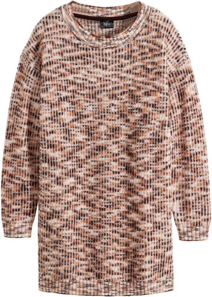 Pullover mit extra langen Seitenschlitzen in weiß von vorne - bpc bonprix collection