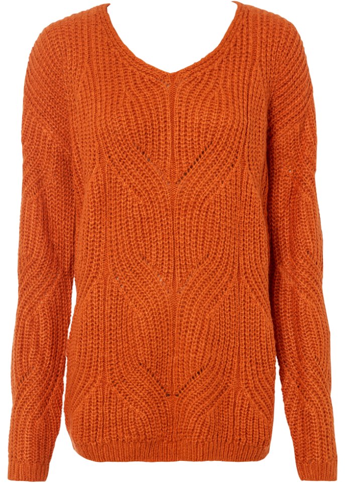 Oversize-Pullover in orange von vorne - BODYFLIRT