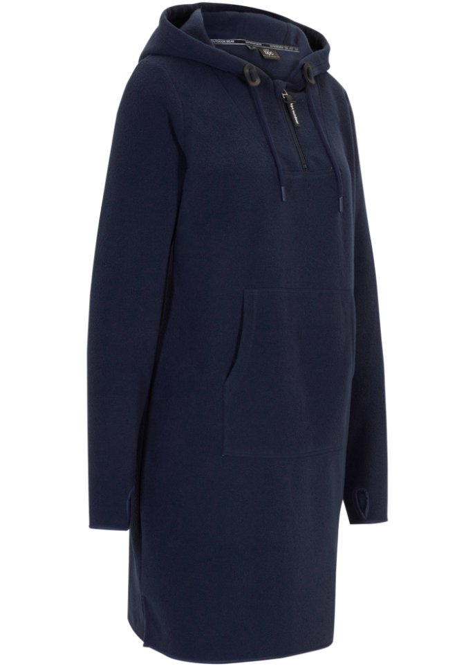 Fleece-Kleid mit Känguru-Tasche in blau von vorne - bpc bonprix collection
