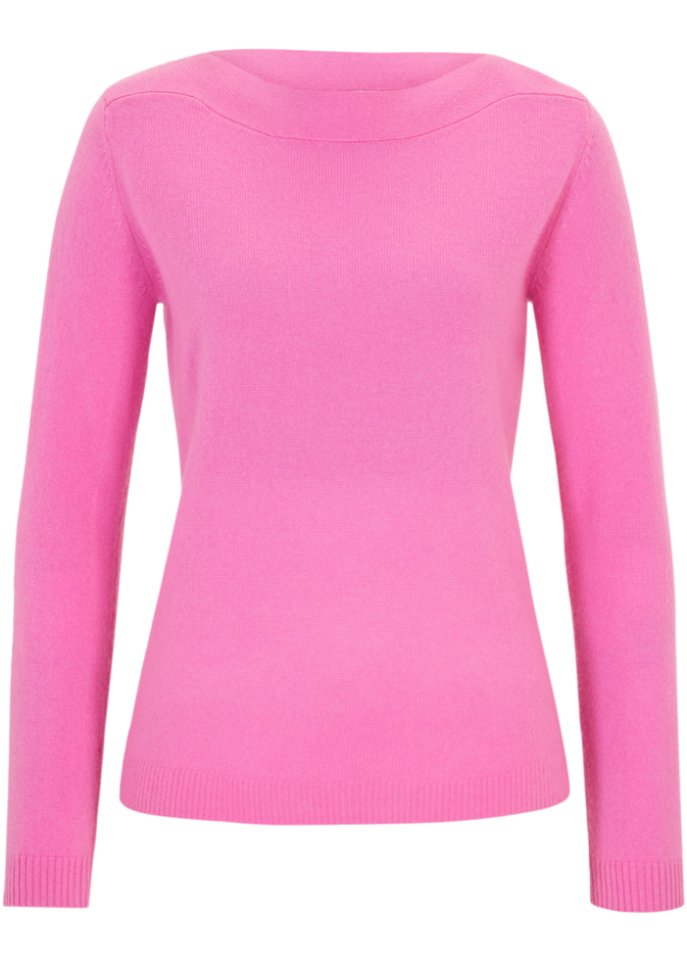 Wollpullover mit Good Cashmere Standard®-Anteil in pink von vorne - bonprix PREMIUM