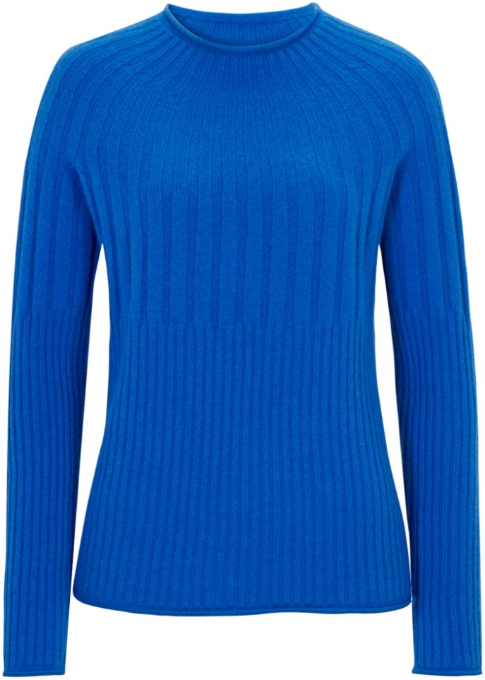 Wollpullover mit Good Cashmere Standard®-Anteil in blau von vorne - bonprix PREMIUM