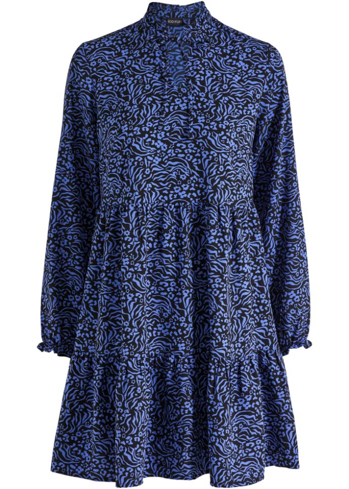 Crincle-Kleid in blau von vorne - BODYFLIRT