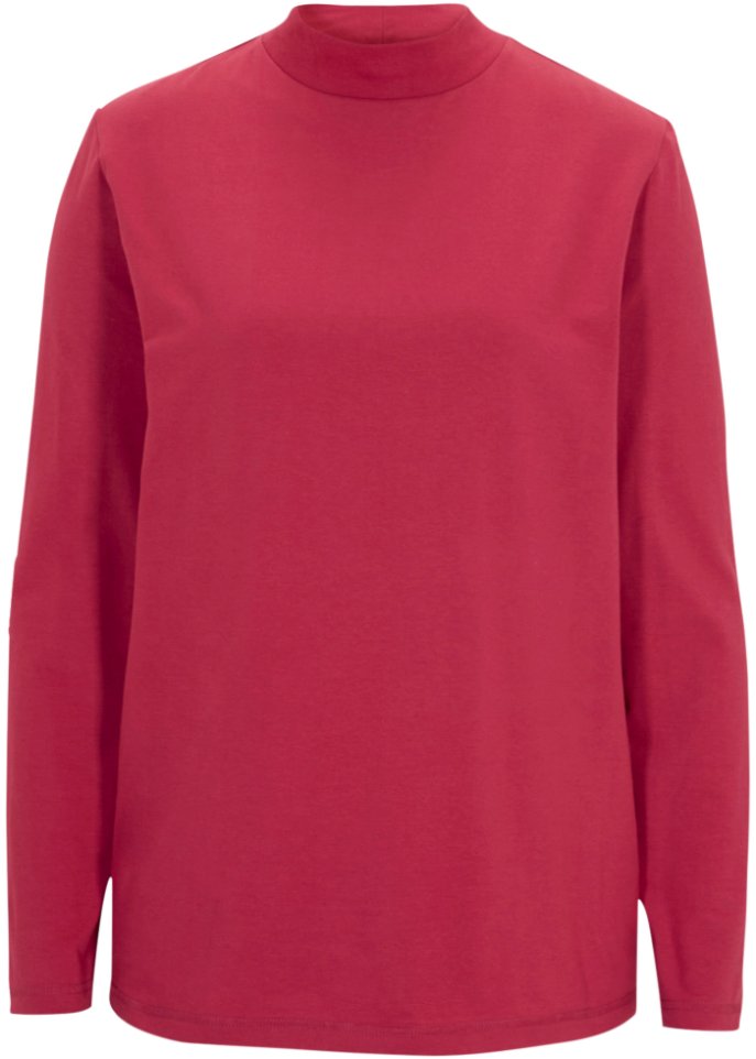 Essential Langarmshirt mit Stehkragen, seamless in pink von vorne - bpc bonprix collection