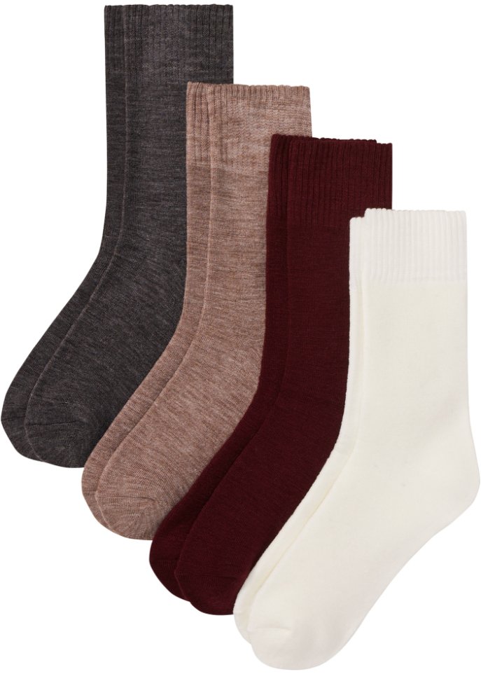 Thermo Socken (4er Pack) mit Innenfrottee in grau von vorne - bpc bonprix collection