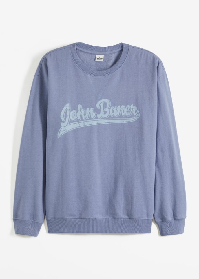 Sweatshirt mit recyceltem Polyester, Loose Fit in blau von vorne - John Baner JEANSWEAR