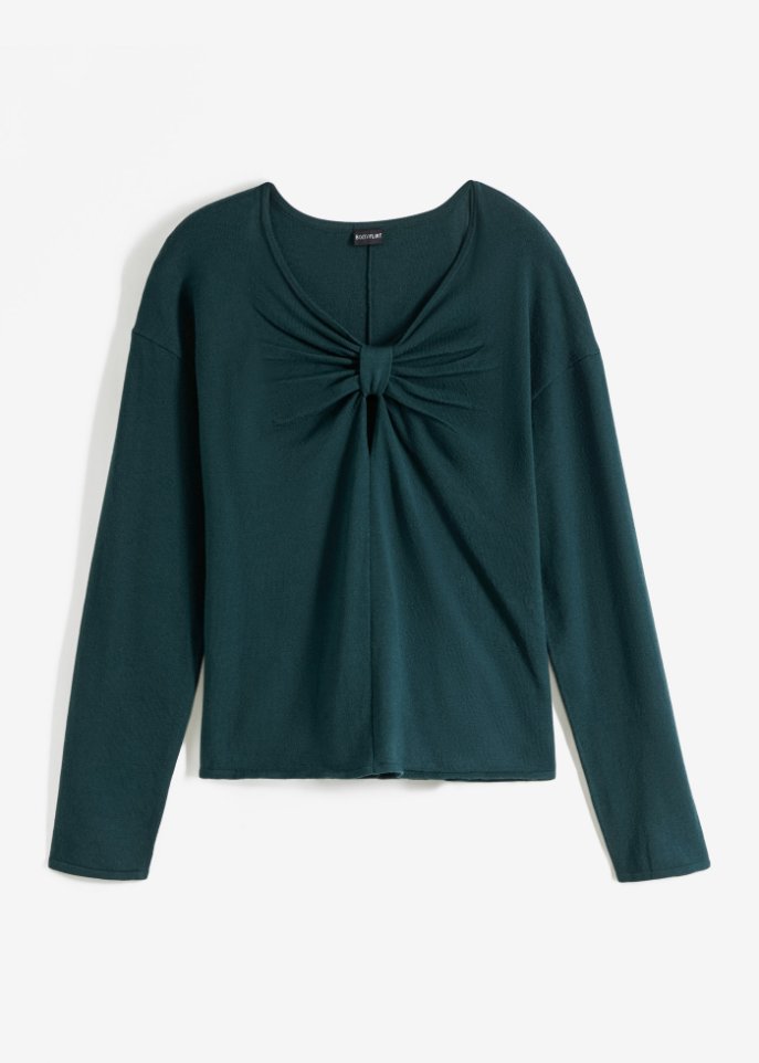 Pullover mit Twist in grün von vorne - BODYFLIRT