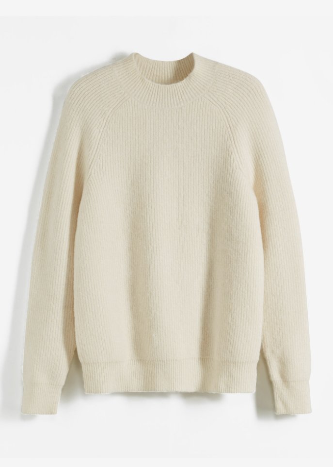 Pullover mit Stehkragen in weicher Qualität in weiß von vorne - bpc bonprix collection