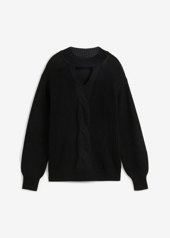 Pullover mit Cut-Out in schwarz von vorne - bpc selection