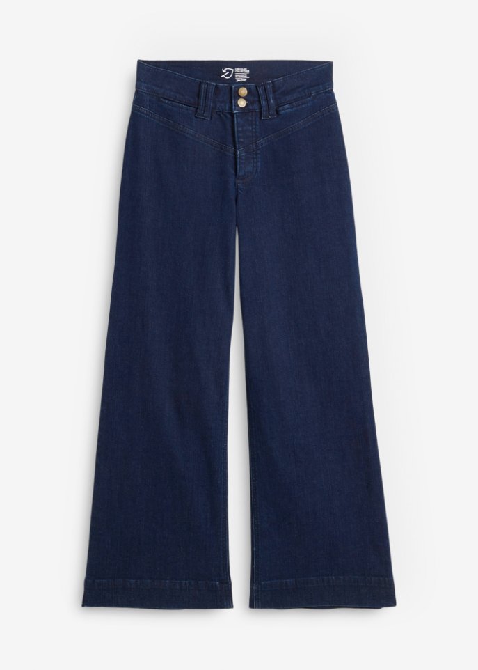 Stretch-Jeans aus Bio-Baumwolle, Wide in blau von vorne - John Baner JEANSWEAR