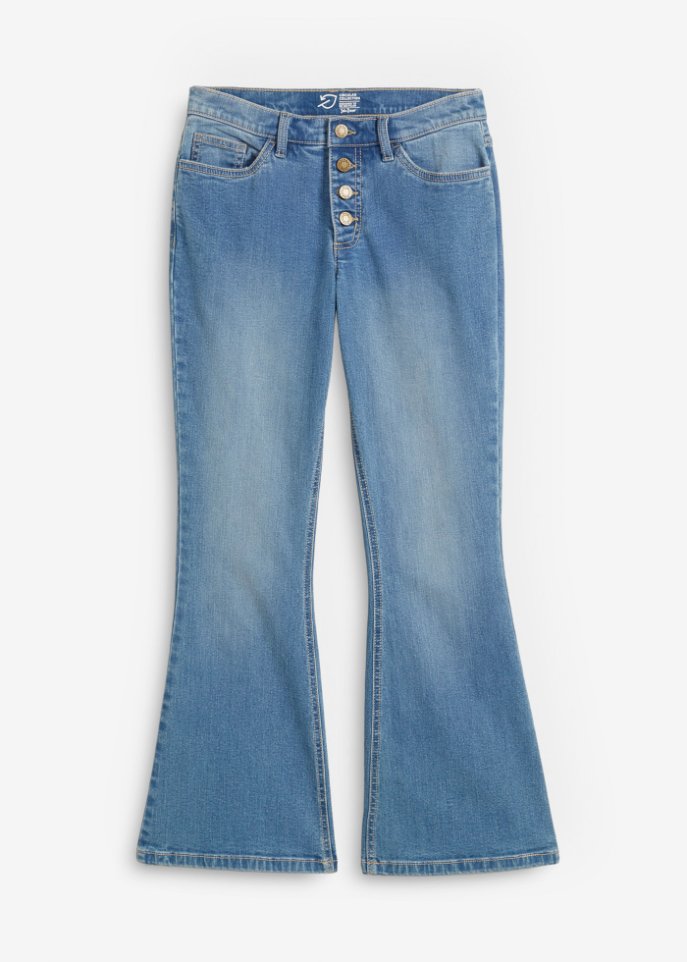Stretch-Jeans aus Bio-Baumwolle, Flared in blau von vorne - John Baner JEANSWEAR