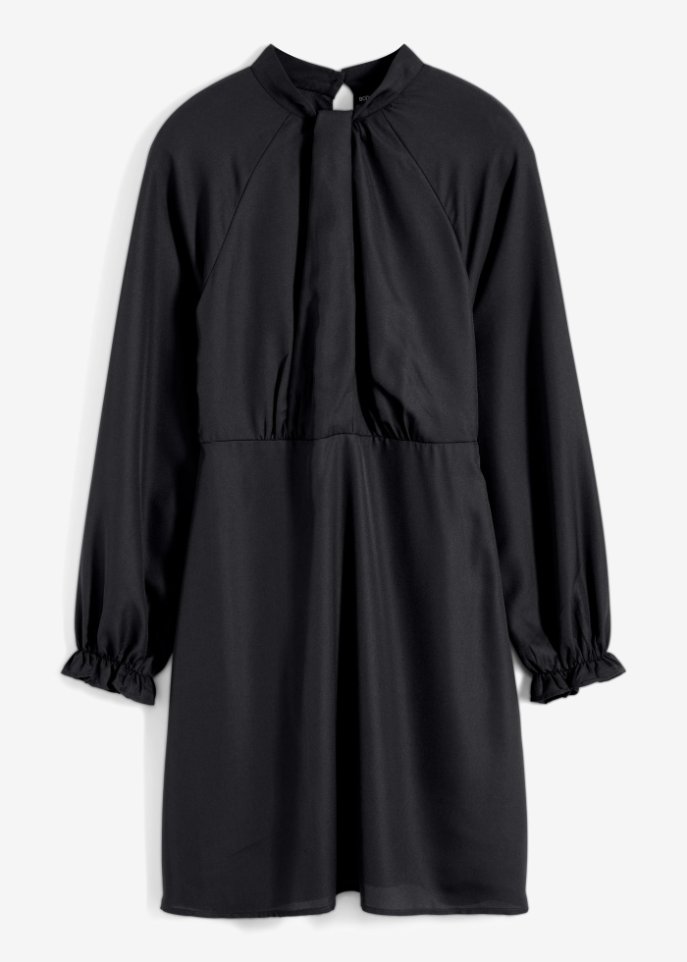 Kleid mit Knotendetail in schwarz von vorne - BODYFLIRT