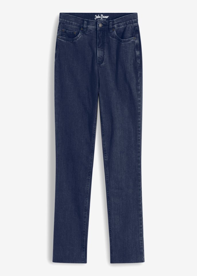 Stretch-Jeans mit offenem Saum, Straight in blau von vorne - John Baner JEANSWEAR
