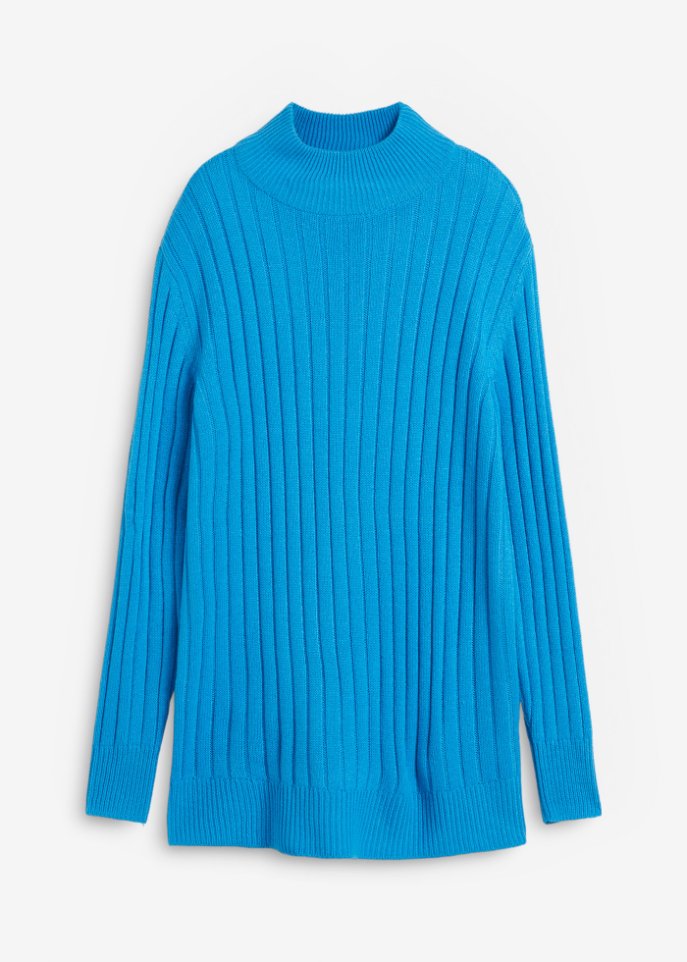 Pullover mit Stehkragen in blau von vorne - bpc bonprix collection