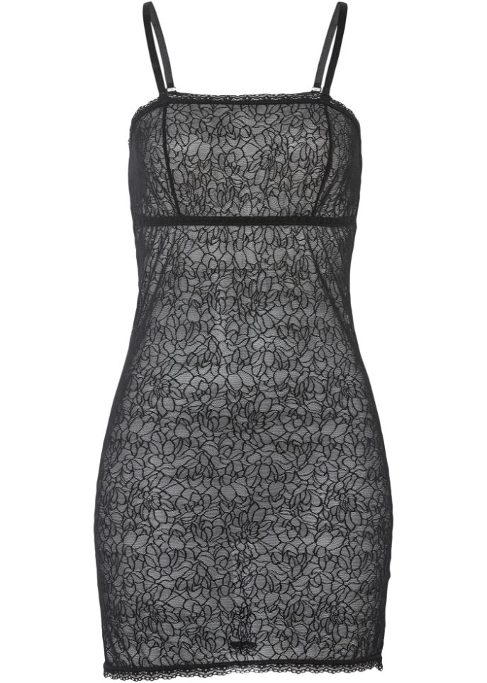 Kleid mit abnehmbaren Trägern in schwarz von vorne - VENUS
