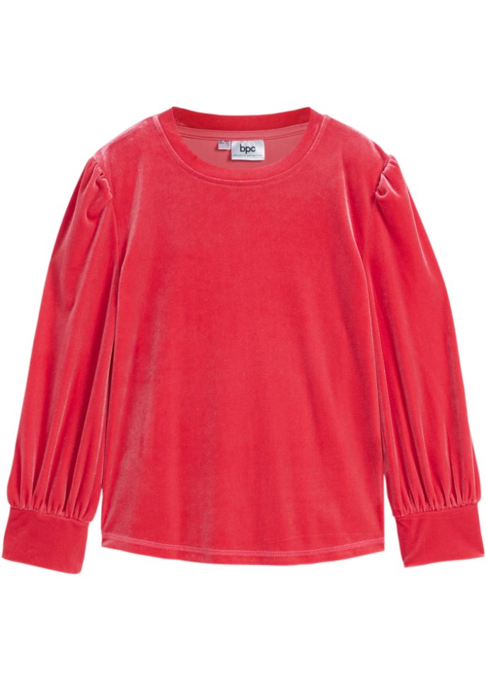 Mädchen Samt-Langarmshirt in rot von vorne - bpc bonprix collection