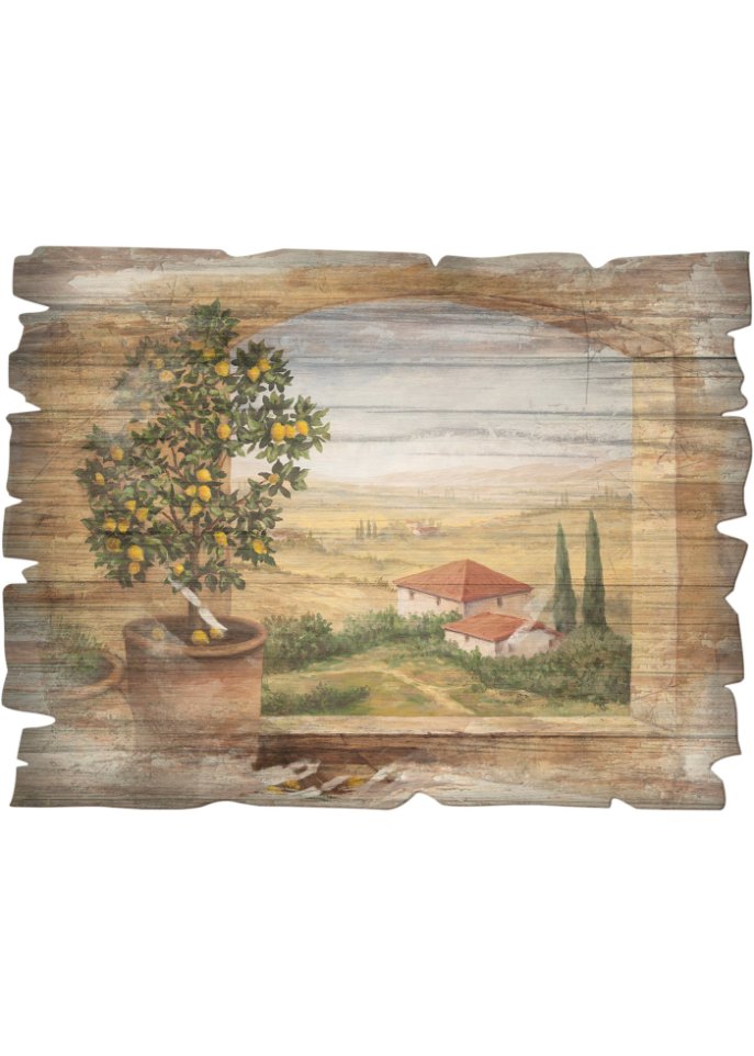 Holzbild mit Fenster in der Toskana in beige - bpc living bonprix collection