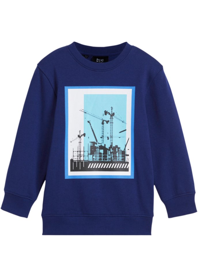Jungen Sweatshirt mit Druck in blau von vorne - bpc bonprix collection