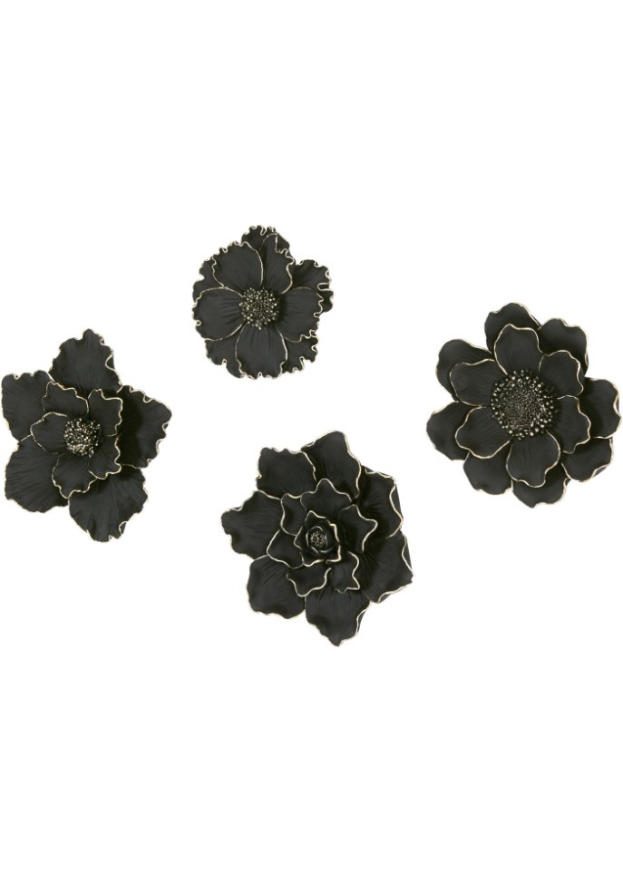 Wanddeko in Blumen-Form (4tlg.Set) in schwarz - bpc living bonprix collection