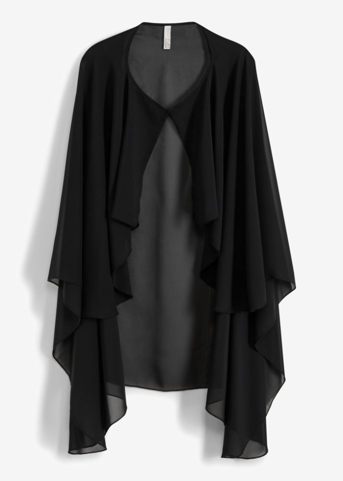 Chiffon-Cape in schwarz von vorne - BODYFLIRT boutique