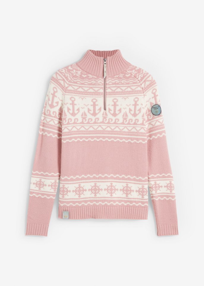 Maritimer Norweger-Pullover in lila von vorne - bpc bonprix collection