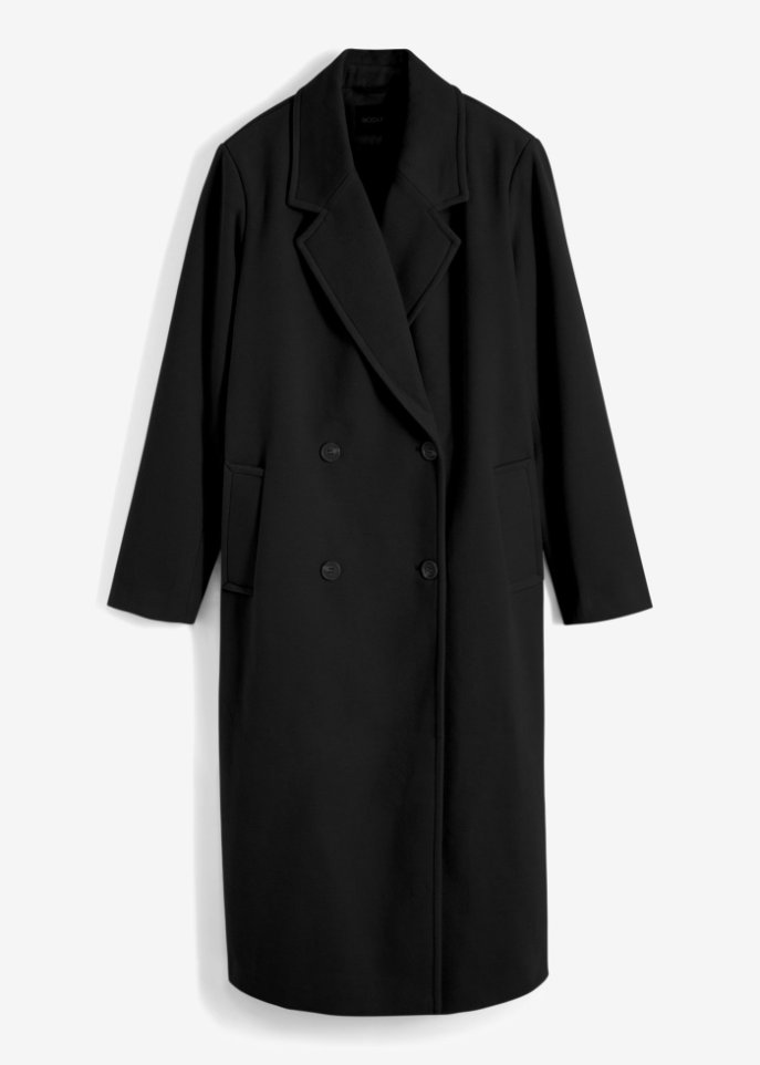 Oversize-Mantel in schwarz von vorne - BODYFLIRT