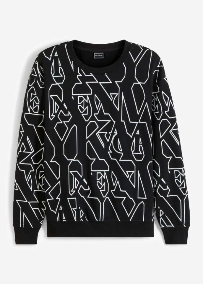 Sweatshirt aus Bio Baumwolle, Loose Fit in schwarz von vorne - RAINBOW