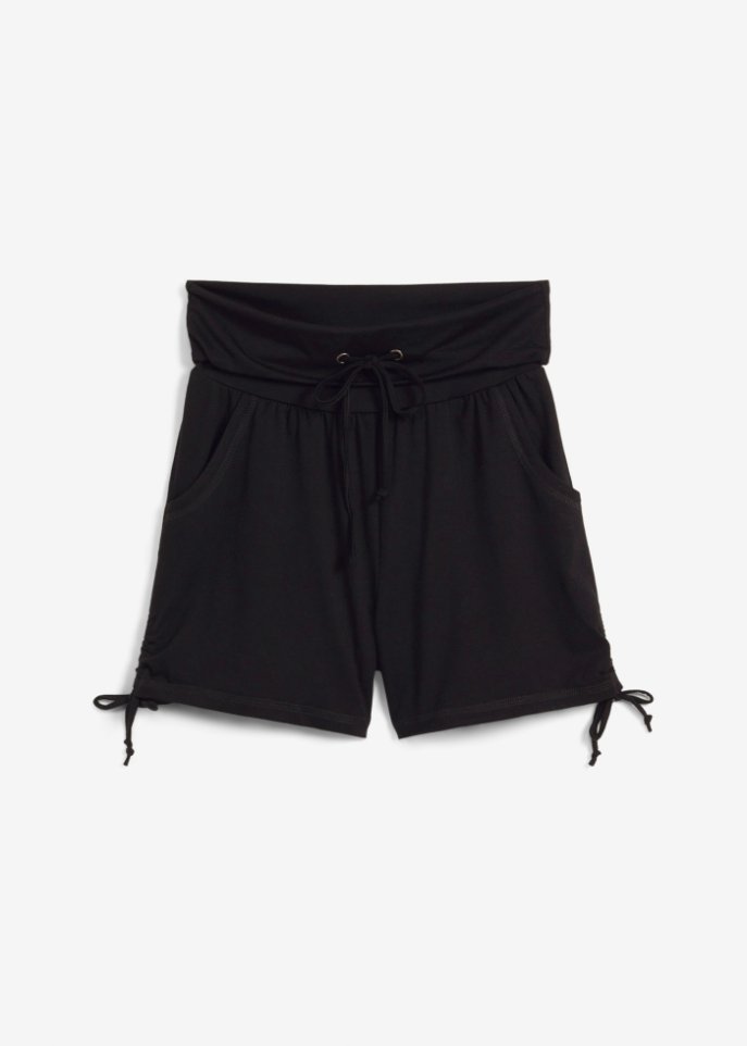 Shorts mit Raffung in schwarz von vorne - bpc bonprix collection