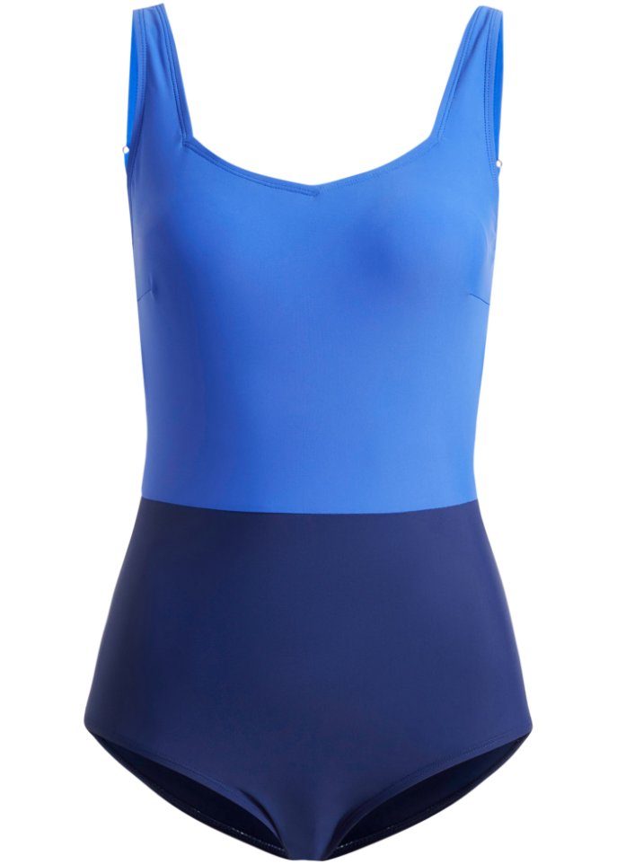 Shape Badeanzug aus recyceltem Polyamid leichte Formkraft in blau von vorne - bpc bonprix collection