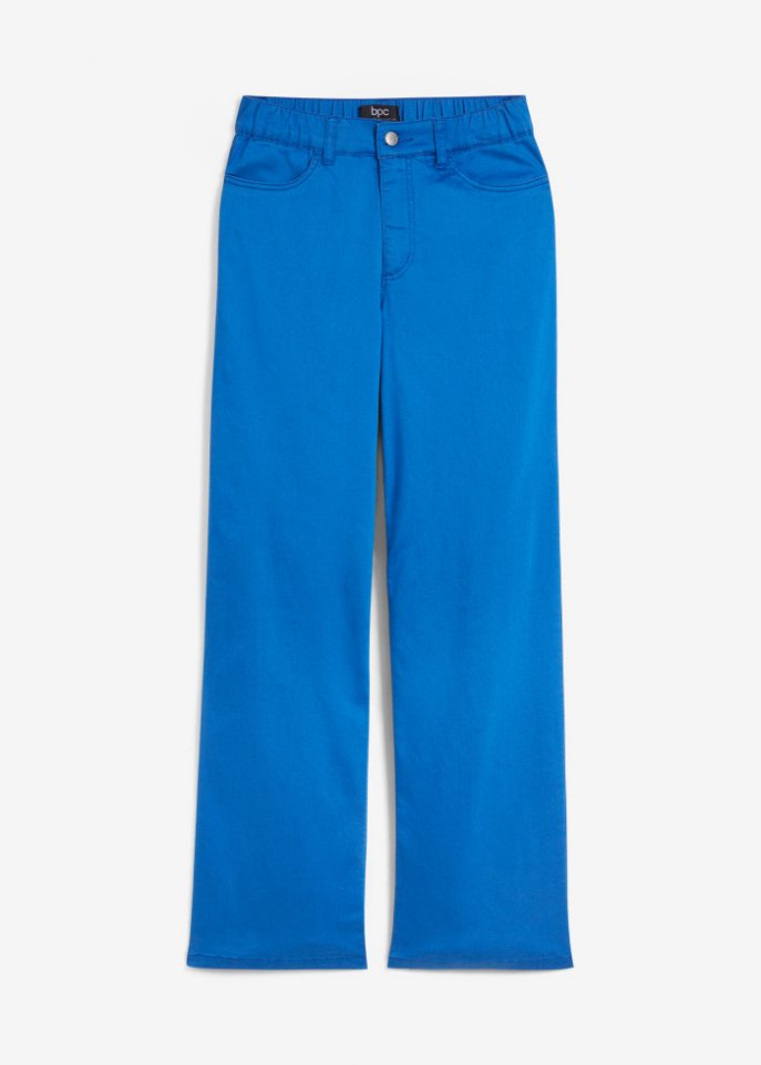 Wide Leg Jeans, High Waist, Bequembund in blau von vorne - bpc bonprix collection