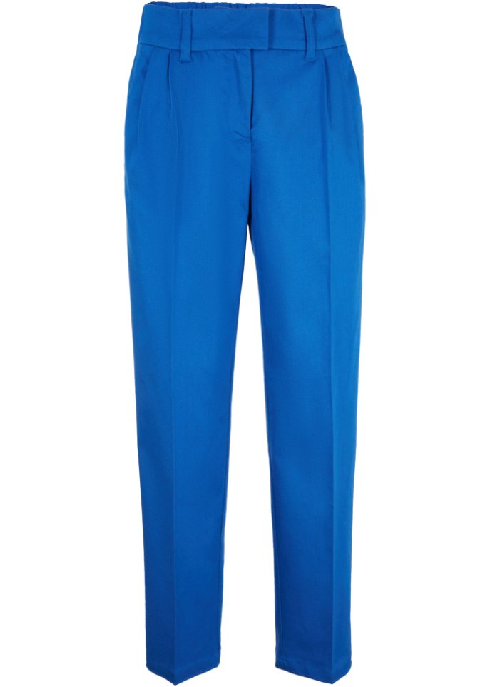 Baumwoll-Bundfaltenhose in blau von vorne - bpc bonprix collection