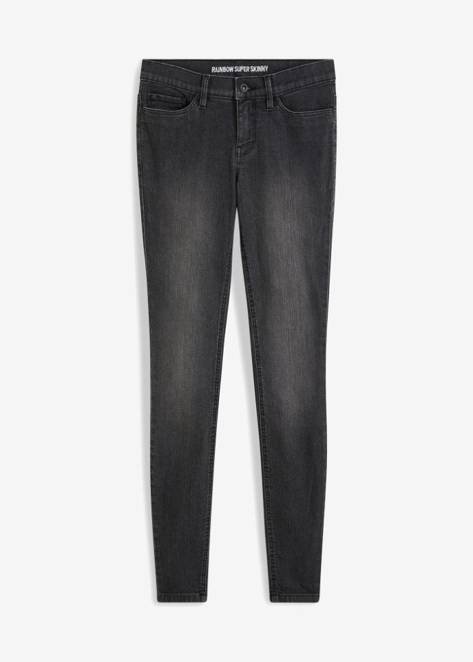 Super Skinny-Jeans  in schwarz von vorne - RAINBOW