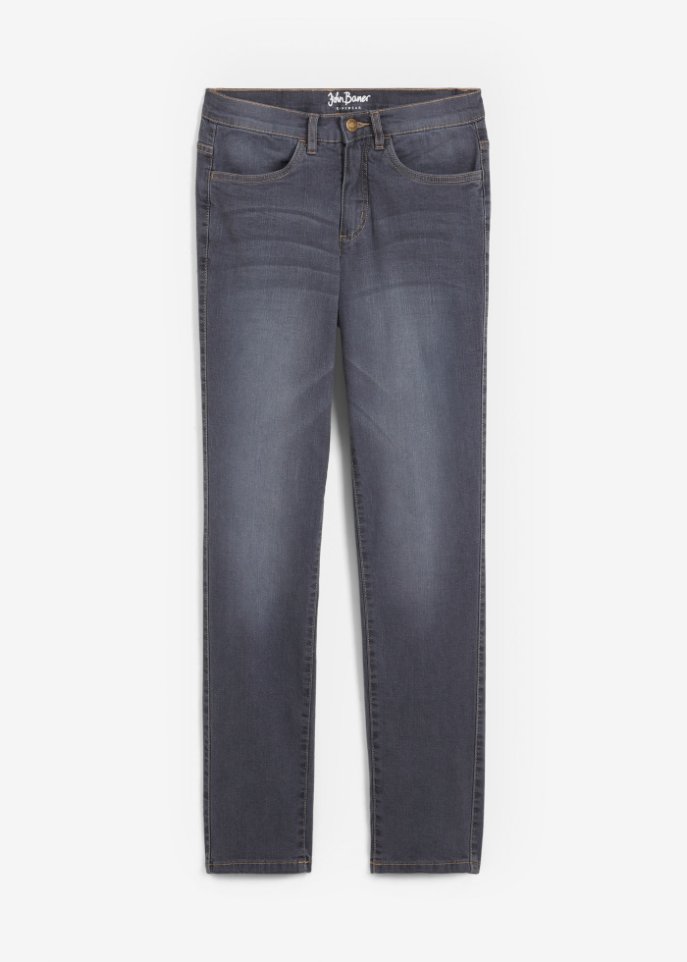 Straight Jeans Mid Waist, Ultra Soft  in blau von vorne - John Baner JEANSWEAR