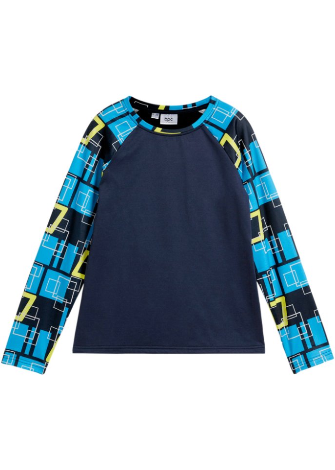 Kinder Thermo-Langarmshirt in blau von vorne - bpc bonprix collection
