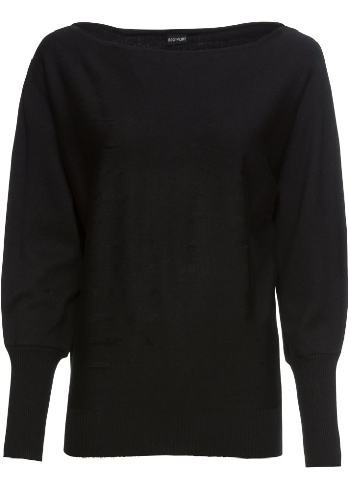 Pullover mit nachhaltiger Viskose in schwarz von vorne - BODYFLIRT