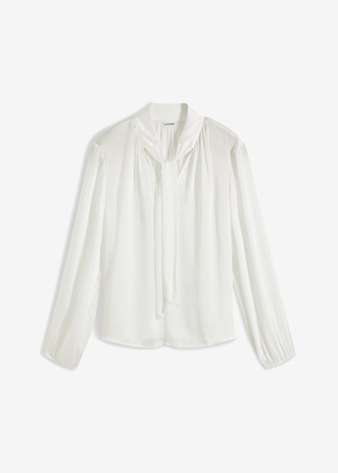 Chiffon-Bluse mit Schluppe in weiß von vorne - BODYFLIRT