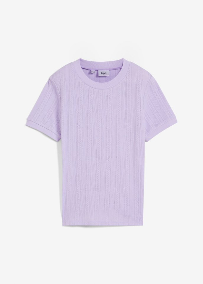 Pointelle-Shirt in lila von vorne - bpc bonprix collection