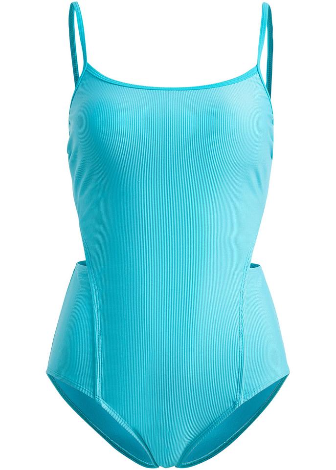 Modischer Badeanzug Aus Rippware Blau Damen Bonprix