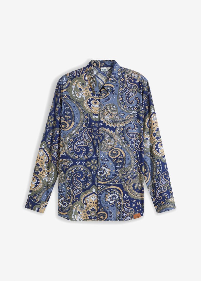 Langarmhemd in sommerlich leichter Qualität in blau von vorne - John Baner JEANSWEAR
