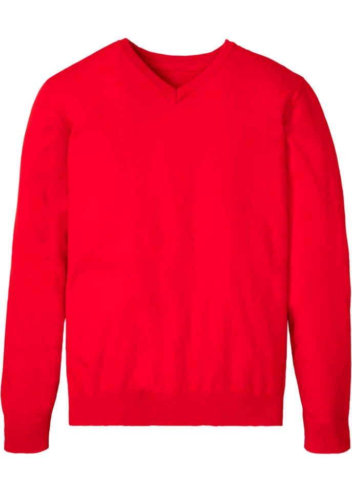 Pullover mit V-Ausschnitt in rot von vorne - bpc bonprix collection