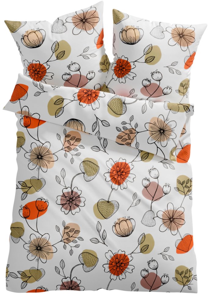 Bettwäsche mit floralem Design in weiß - bpc living bonprix collection