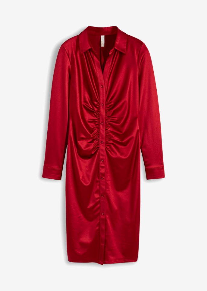 Kleid mit Raffung in rot von vorne - BODYFLIRT boutique