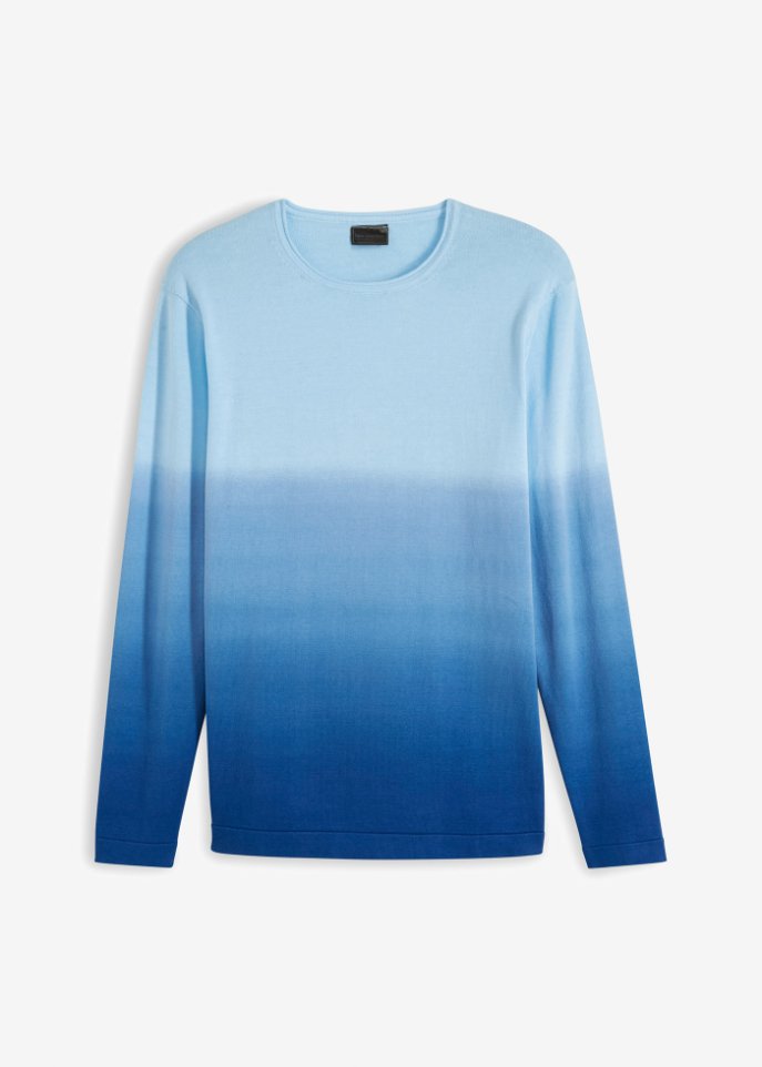 Feinstrick-Pullover mit Farbverlauf in blau von vorne - bpc bonprix collection