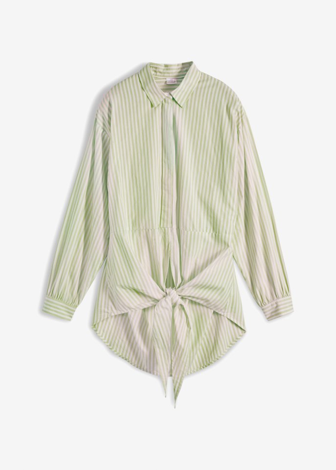 Oversize-Bluse aus Bio-Baumwolle  in grün von vorne - BODYFLIRT
