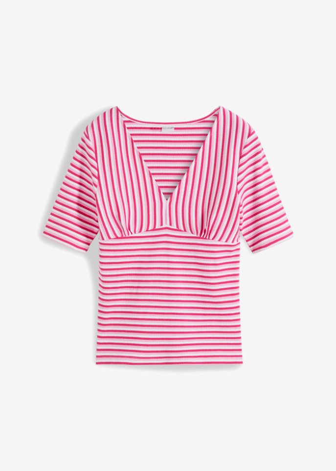 Gestreiftes Shirt in rosa von vorne - BODYFLIRT